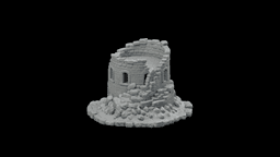 Round Watchtower Ruin STL - Printable D&D Tabletop Terrain 3d model
