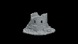 Round Watchtower Ruin STL - Printable D&D Tabletop Terrain 3d model