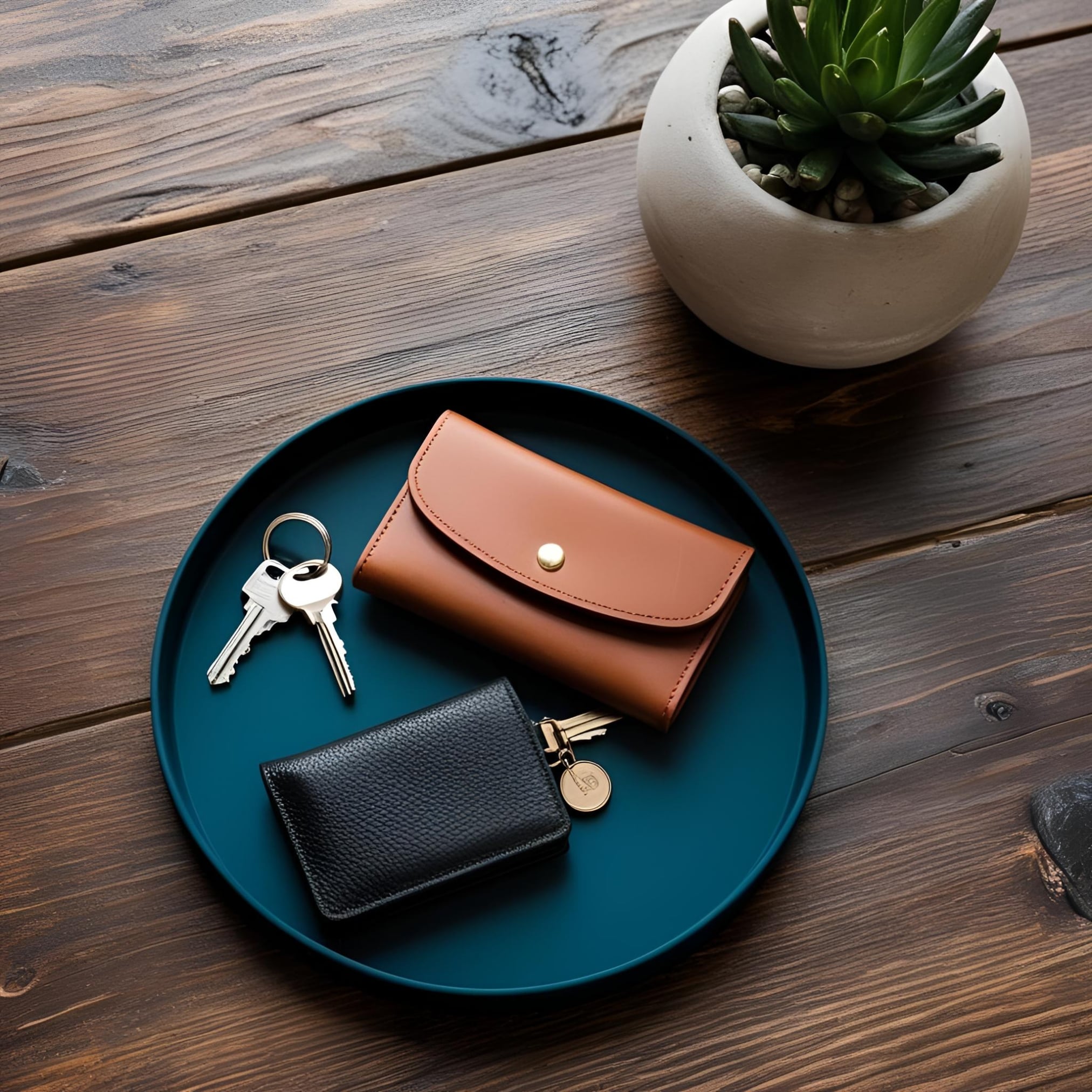 Modern Minimalist Round Key & Wallet Tray 3d model