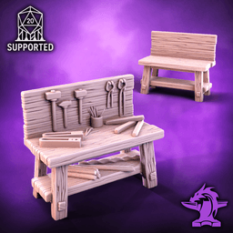 Tool Bench - Blacksmith Tabletop RPG Scatter Terrain 3d model
