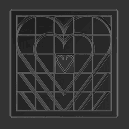 Double-Sided Sliding Puzzle - LOVE & Hearts | #3Dprint #pdo | NoahMillerDesign - Hearts side solved with keeper in the center - 3d model