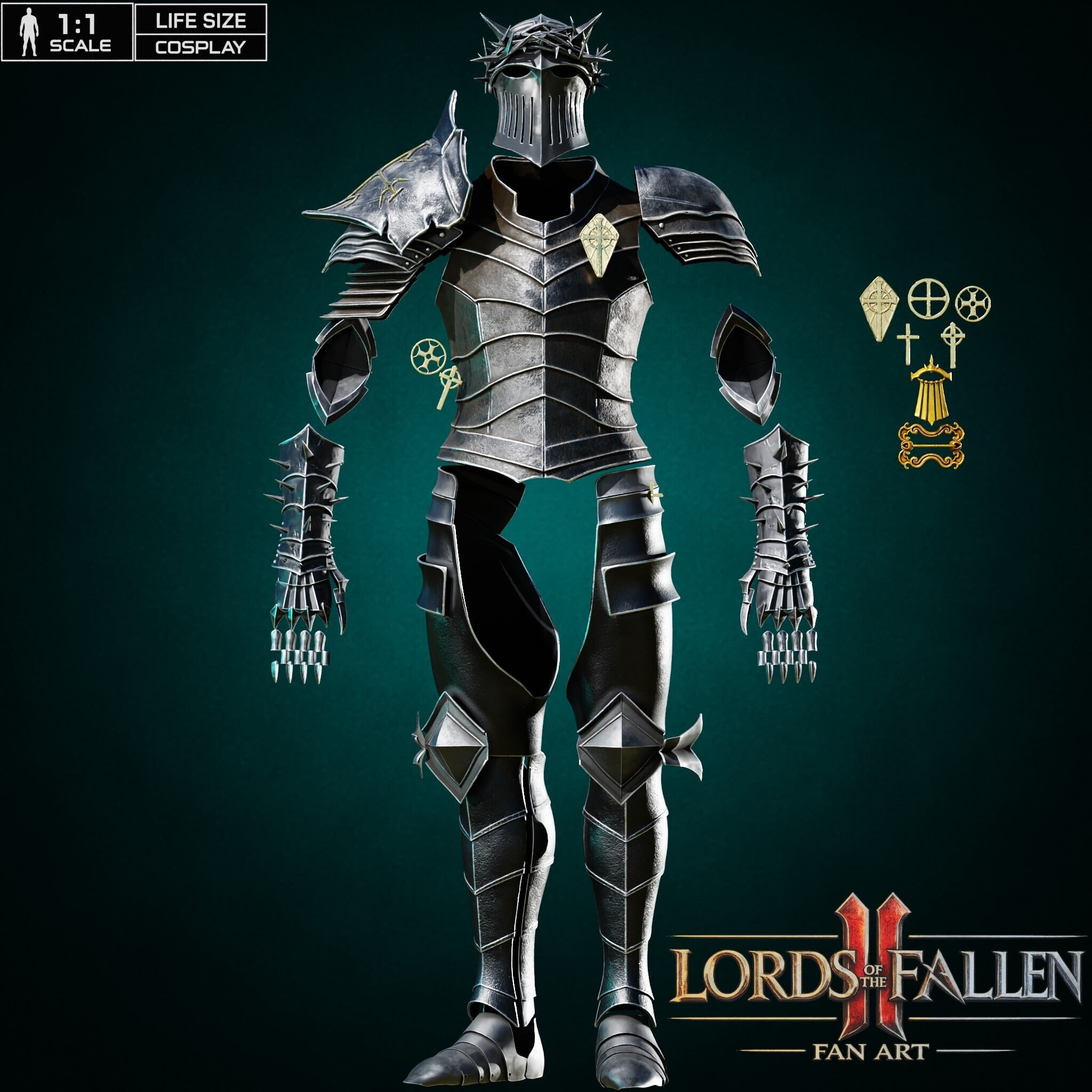 LORDS OF THE FALLEN II 2026 DARK CRUSADER FULL ARMOR WITH HELMET COSPLAY Fan Art STL 3d model