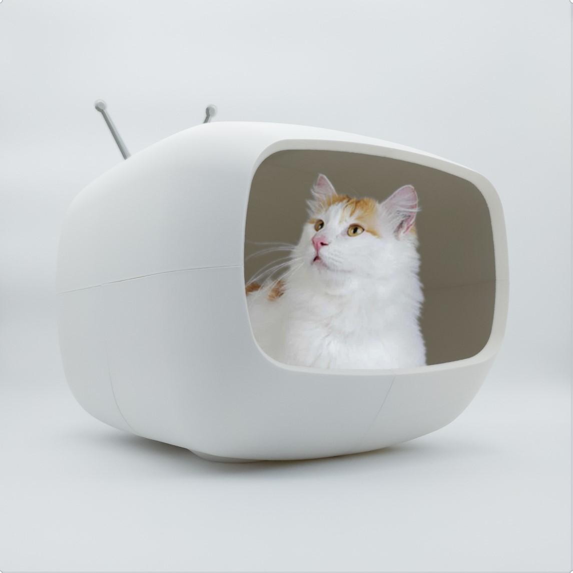 MAISON POUR CHAT CAT TV 70S VINTAGE DESIGN 3d model