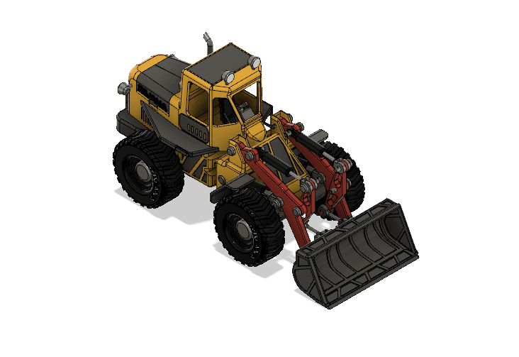 Yellow Front Loader with Movements 3d model