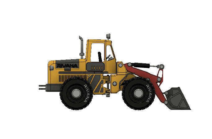 Yellow Front Loader with Movements 3d model
