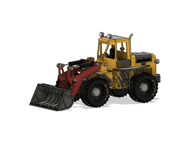 Yellow Front Loader with Movements 3d model