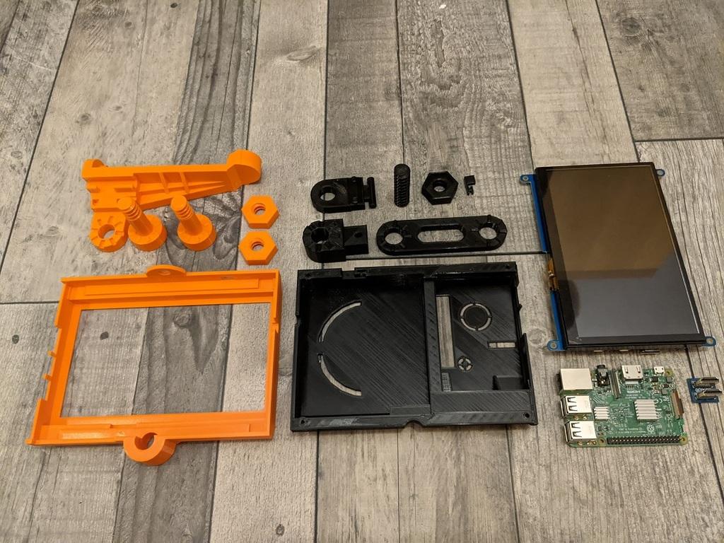 Raspberry Pi and 7" screen case - with mounting arm for 2020 extrusion 3d model