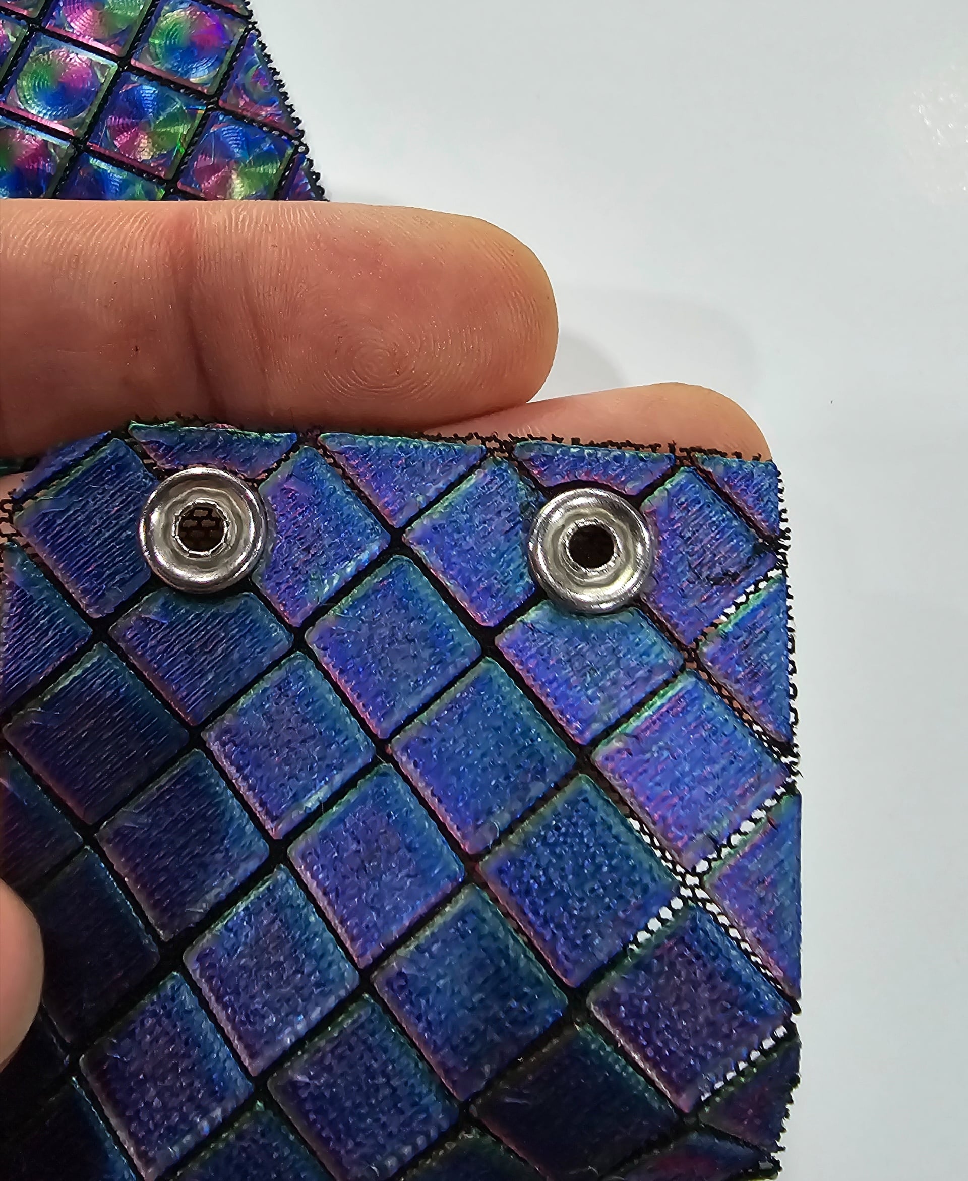 Diamond patterned cuffs - snap fastened - The female snap fasteners directed towards the bottom of the cuff - 3d model