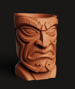 Polynesian Tiki Planter | Tribal Totem Flower Pot | Exotic Garden Decor 3D Print 3d model
