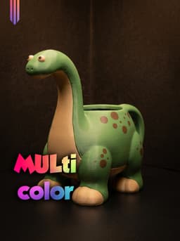 Brontosaurus Planter 3MF | Dinosaur Decor Multi-Color | Functional 3d model