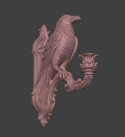 Gothic Raven Wall Candle Sconce – Dark Bird Wall Decor, Raven Candle Holder, Gothic Candle Sconce, H 3d model