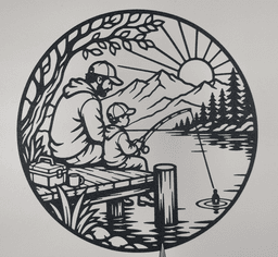 Father and Child Fishing Wall Art.3mf 3d model