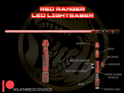 Red Ranger Lightsaber w LED Blade Prop 3d model