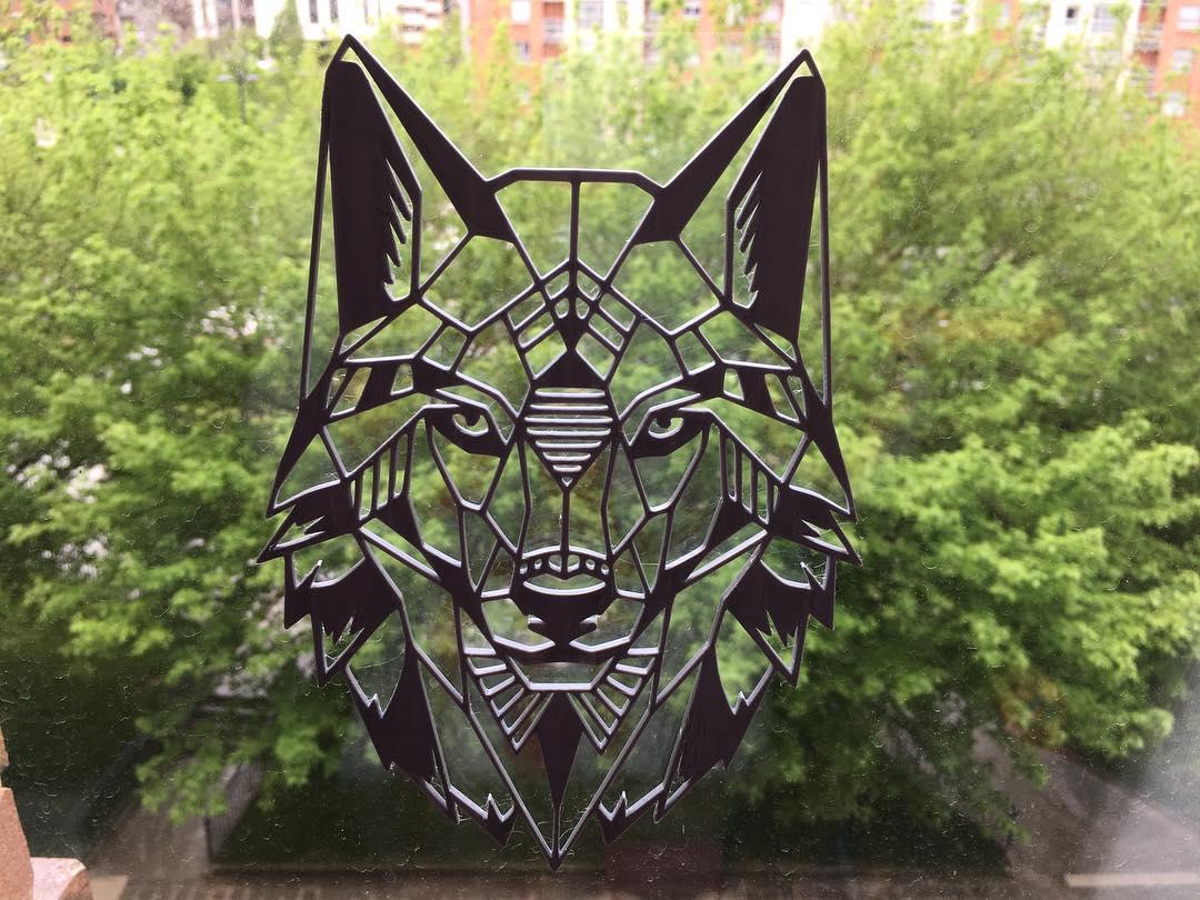 2D Wolf for wall or cristal decoration 3d model