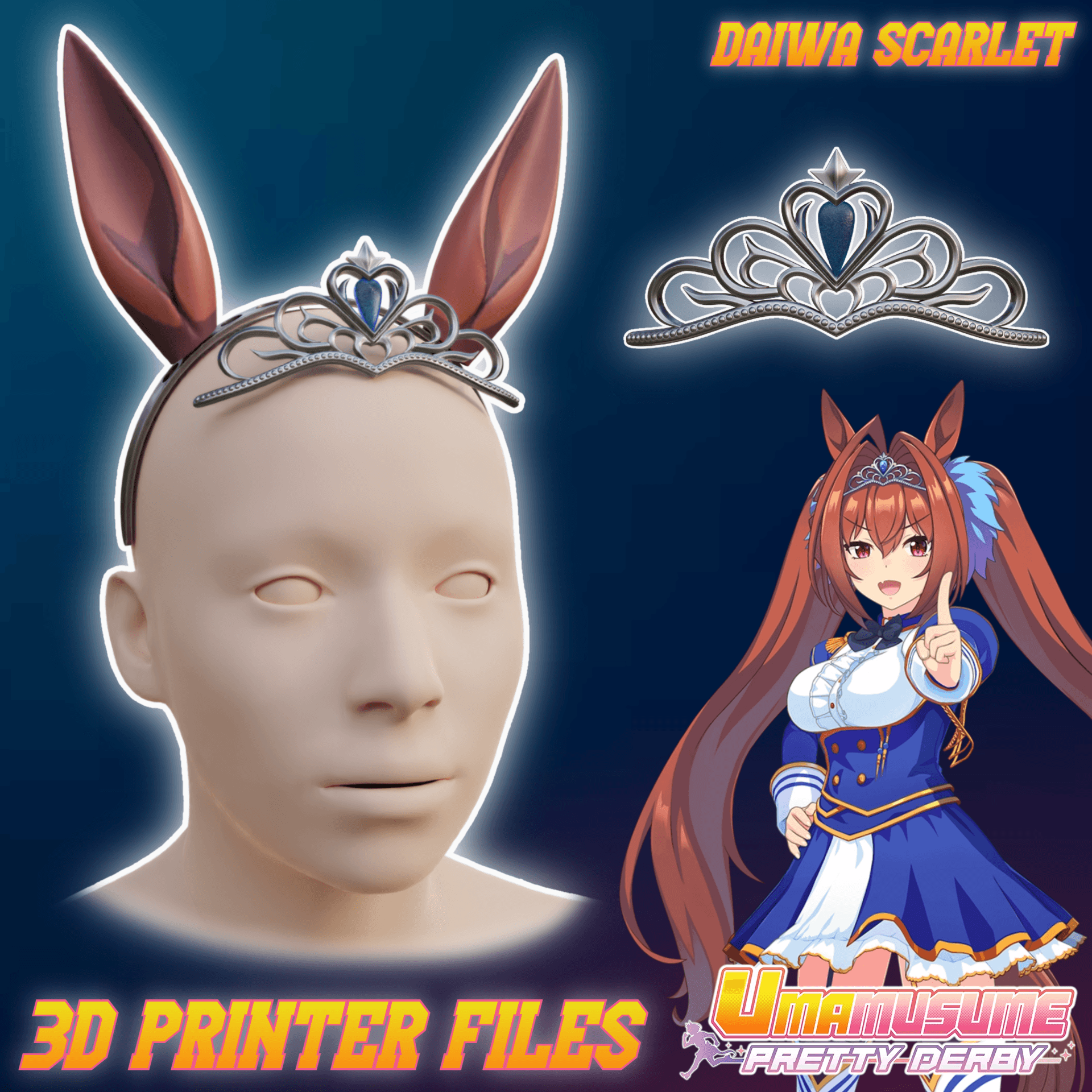 Daiwa Scarlet Cosplay Ears and Crown Accessories Umamusume: Pretty Derby 3d model
