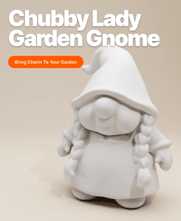 Chubby Elderly Lady Garden Gnome – Whimsical & Minimalist Figurine 3d model