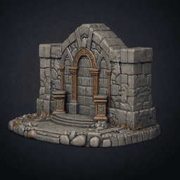 Modular Ancient Temple Wall – D&D Tabletop Terrain 3d model