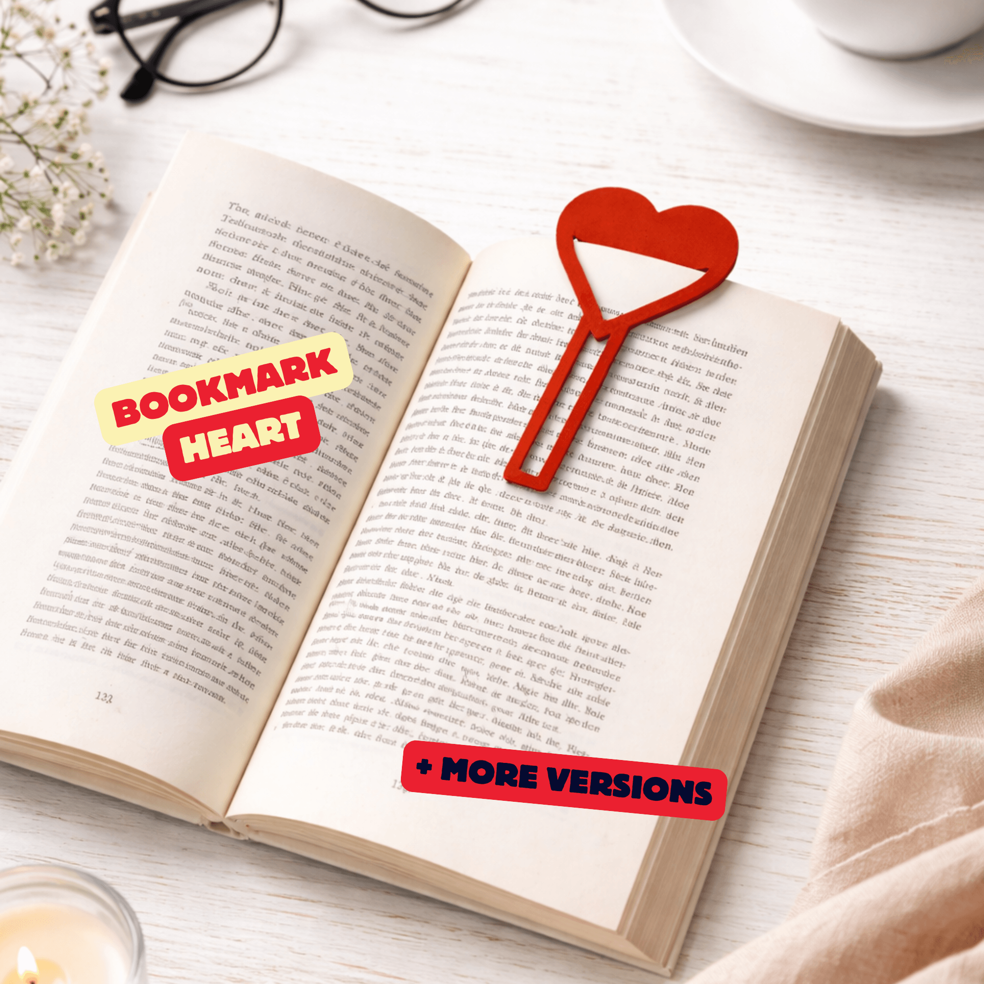 HEART BOOKMARKS COLLECTION (THREE VERSIONS) + CUSTOMITION / FAST PRINTING GIFT / VALENTINES 3d model