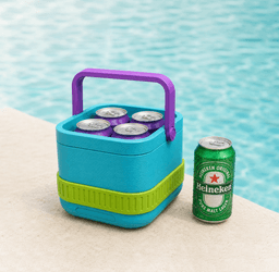 Mini Can Cooler Caddy | Portable Four Can Beverage Holder 3d model