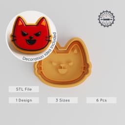 Evil Shape Cutter & Stamp, Demon Face Cookie Design, 3 Sizes S/M/L, Perfect for Fondant PRODUCT_840 3d model