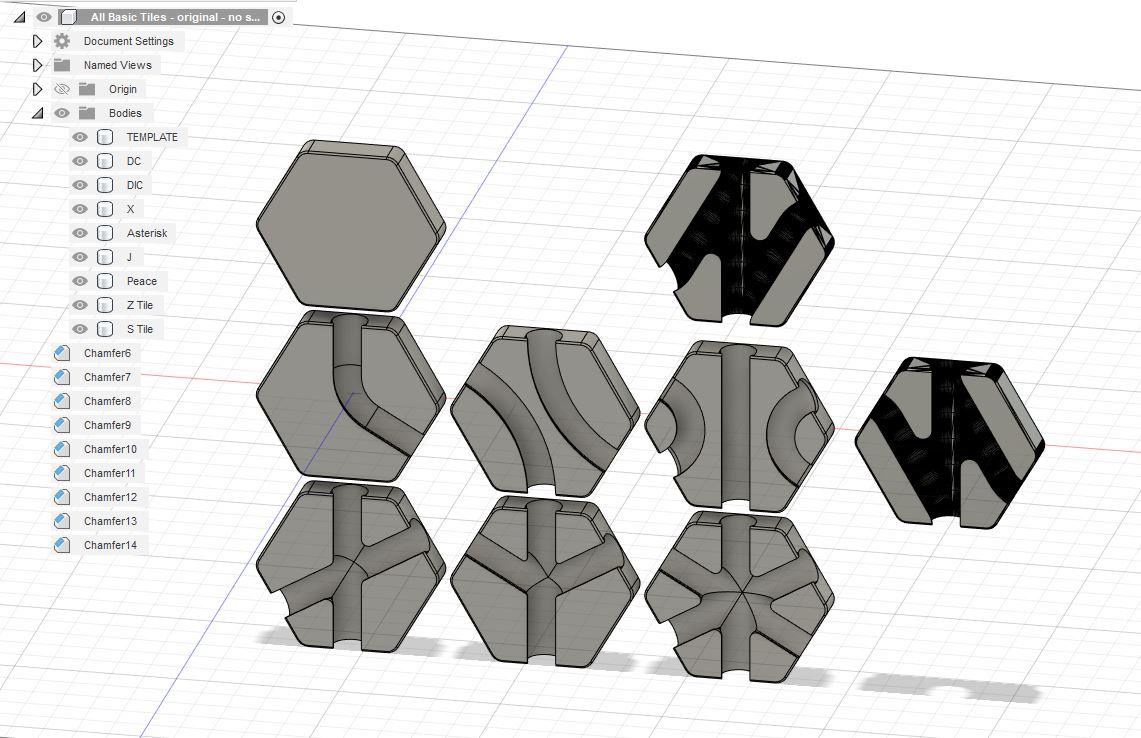 Hextraction - Basic Tiles - no support - chamfer 3d model
