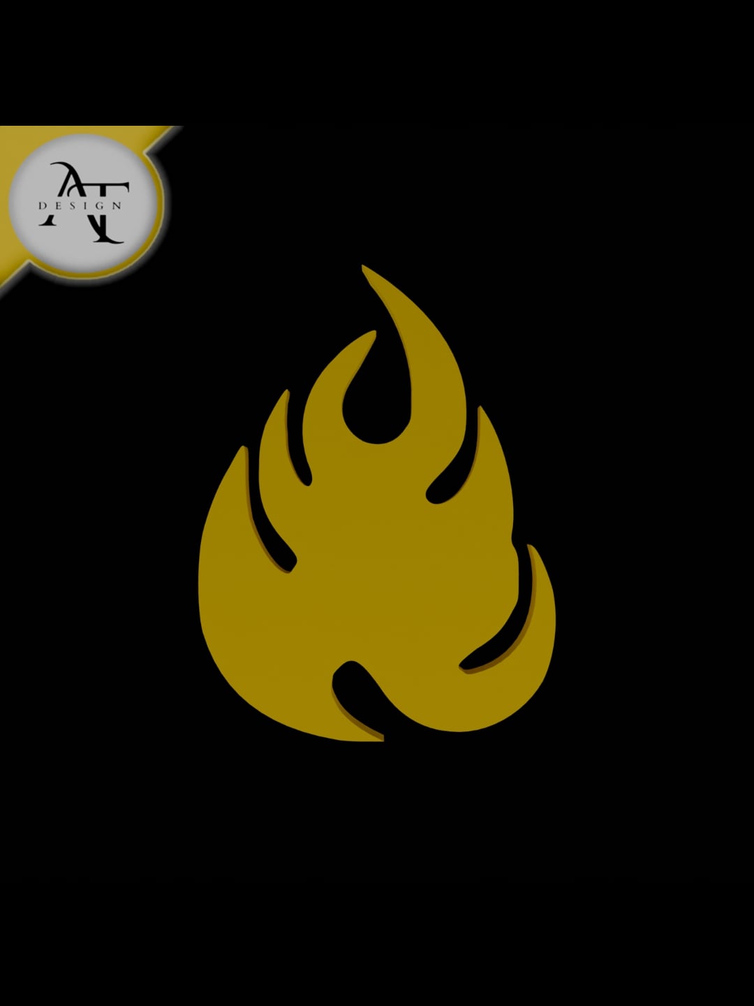 Simple Flame Symbol - 2D Art 3d model