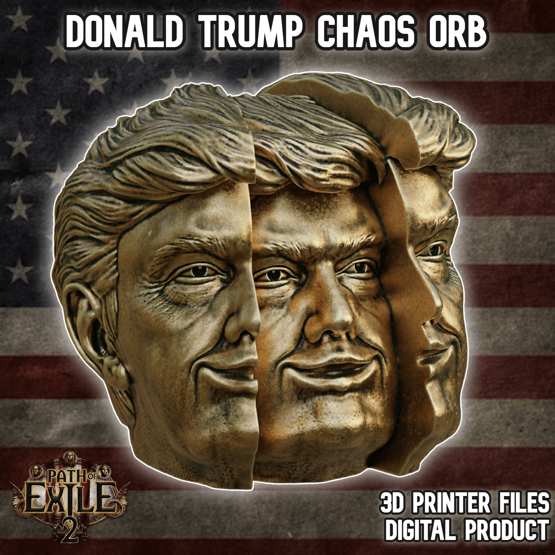 Donald Trump Chaos Orb Headphones Stand Path of Exile 2 3d model