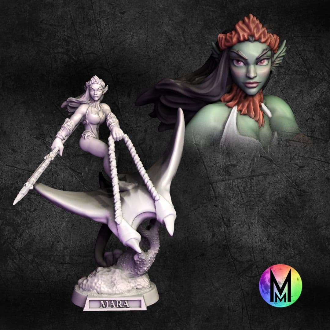 $6.87 Elf Female (Sea Elf) Manta Elven Cavalry - Mara the Elven Manta Rider Fighter (Female Manta El 3d model