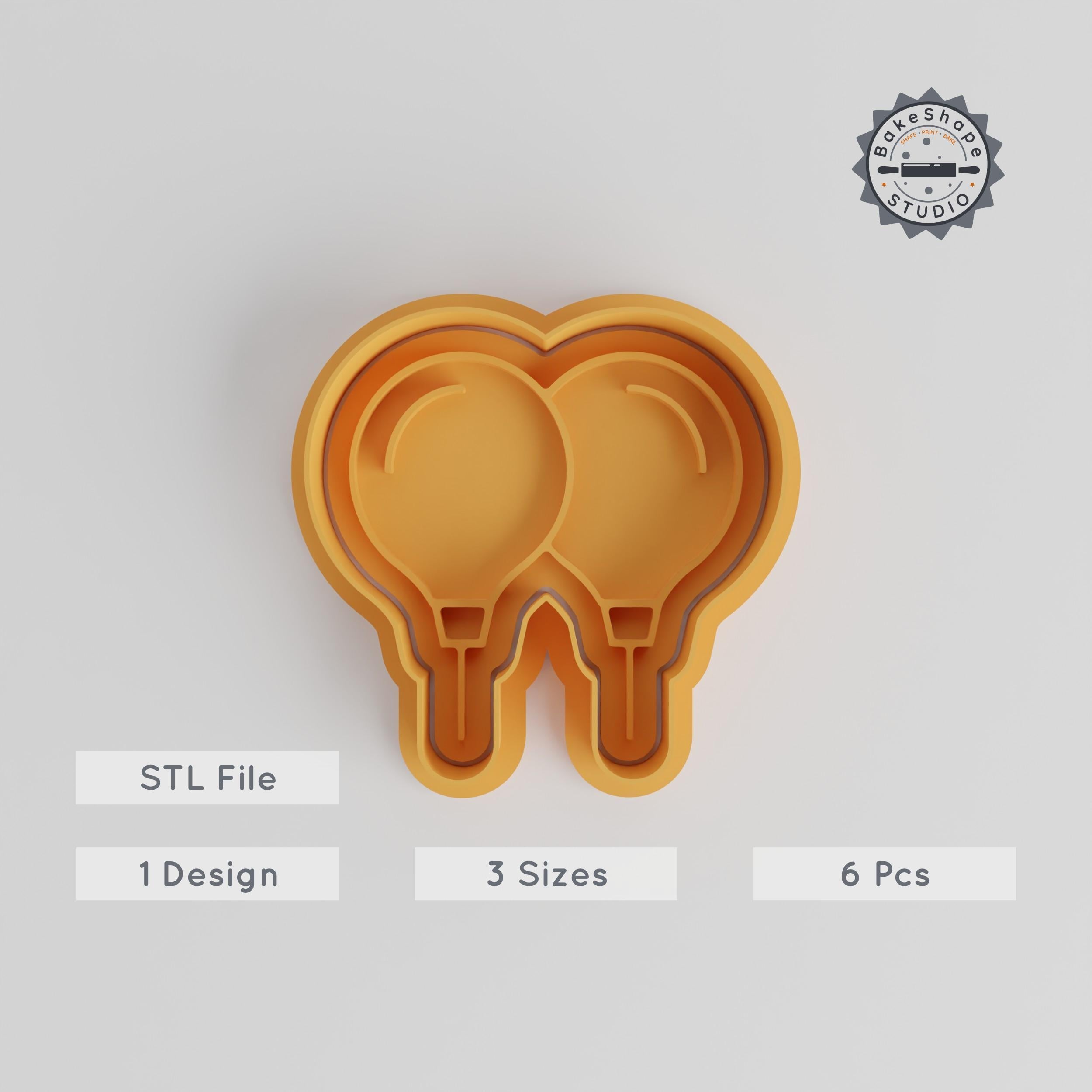 Balloons Shape Cutter & Stamp Set, Perfect for Cookies & Fondant, 6-Piece, S/M/L Sizes, Party & Celebration Decoration Tool PRODUCT_4796 3d model