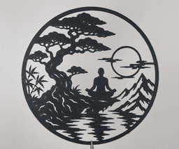Zen Meditation Mountain Landscape 2D Wall Art.stl 3d model