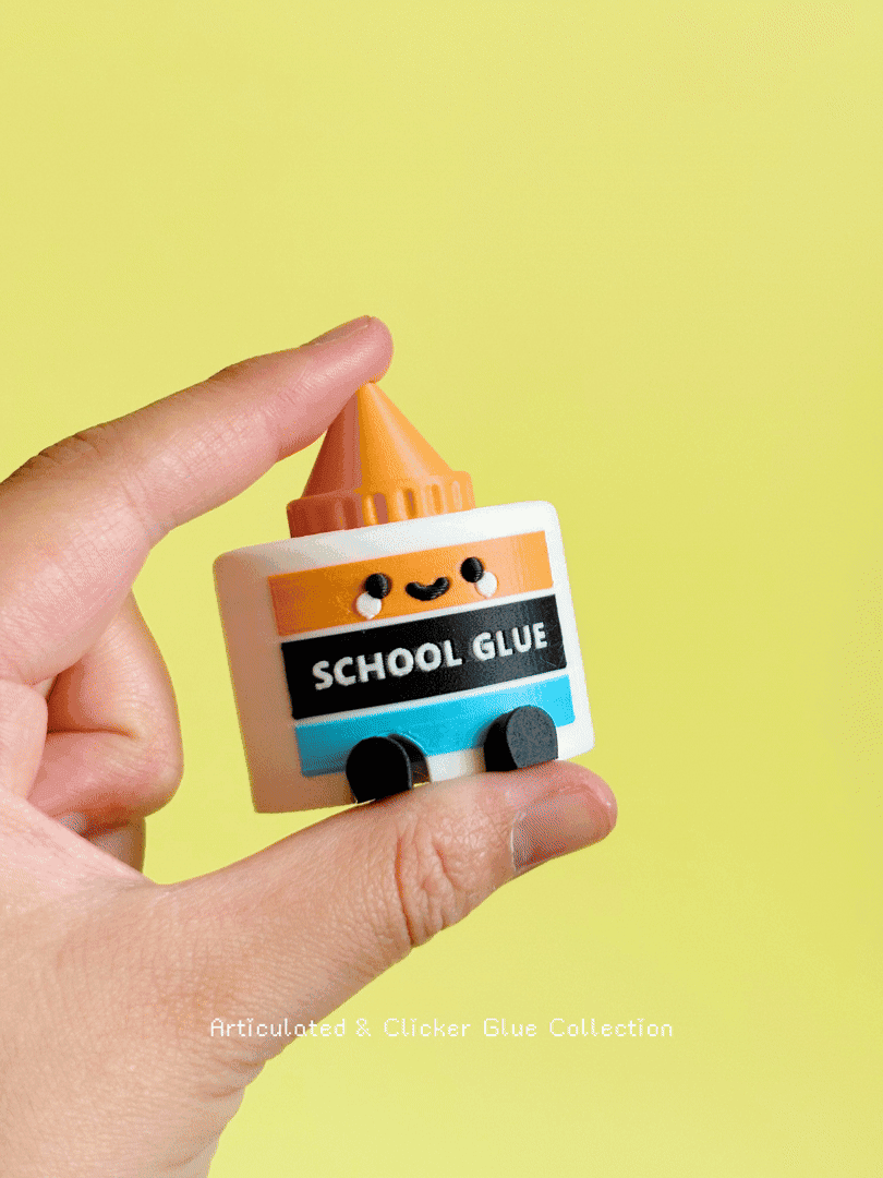 Cute Articulated & Clicker Glue | Print-in-place | Support-free 3d model