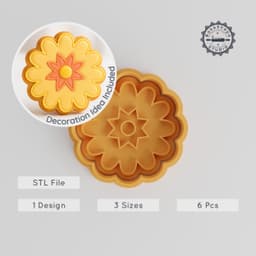 Daisy Flower Cutter & Stamp Set, Floral Cookie & Fondant Tools, 3 Sizes, 6 Pieces PRODUCT_54 3d model