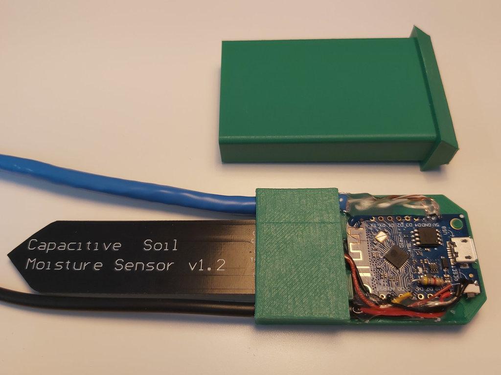 Wemos D1 Mini Soil Moisture and Temperature Sensor Box 3d model