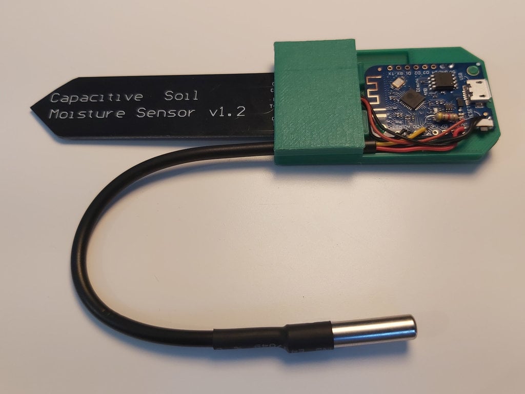 Wemos D1 Mini Soil Moisture and Temperature Sensor Box 3d model