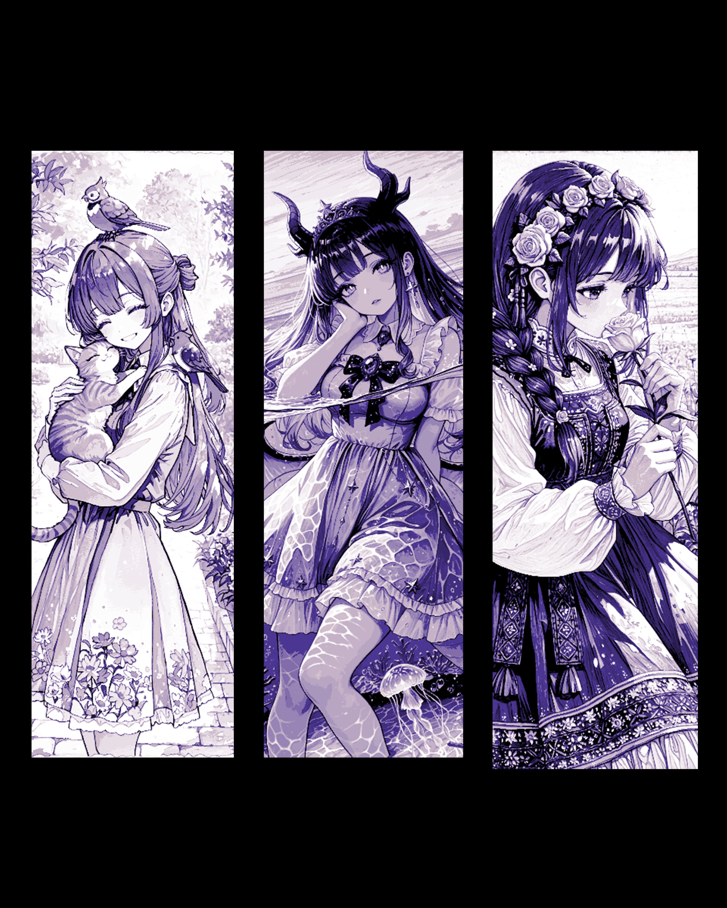 2nd set of Anime inspired bookmarks of Girls ready for Spring 3d model