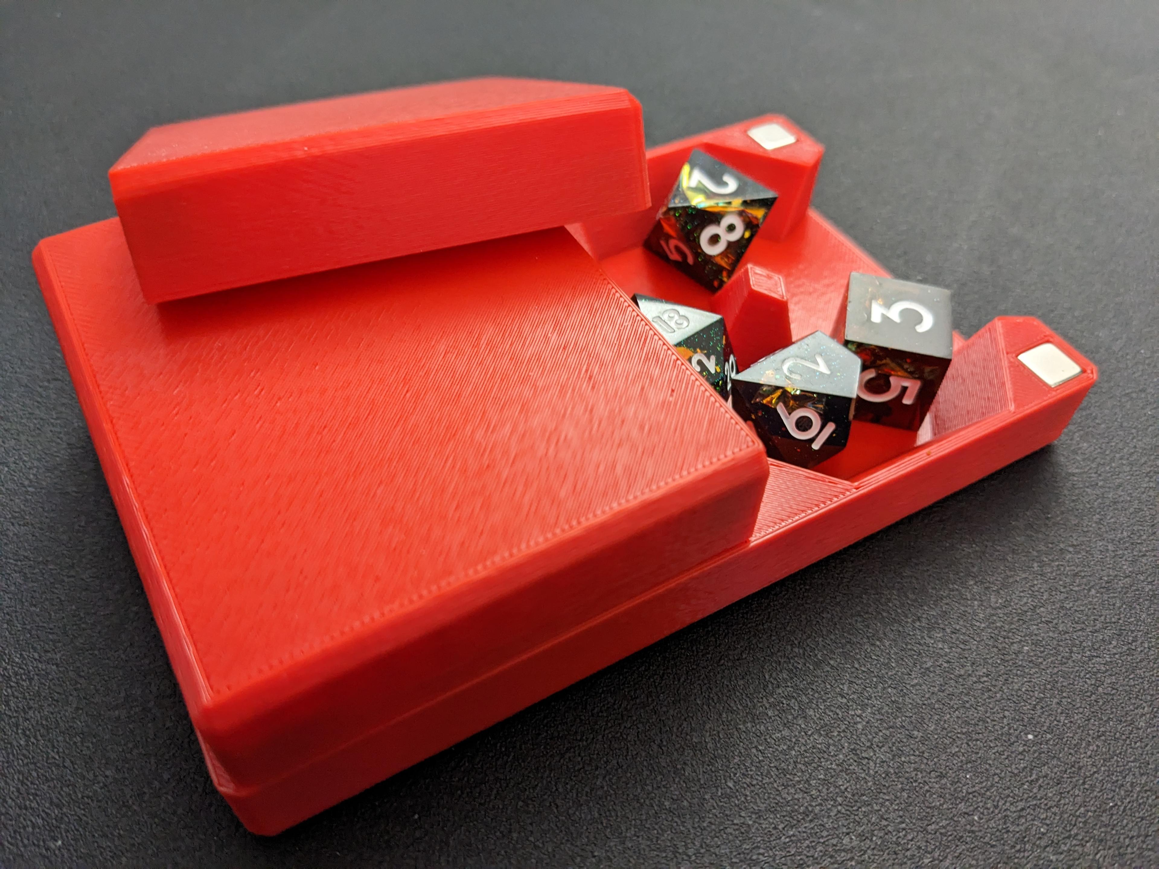 Parametric Portable Magnetic Dice Tower and Storage 3d model