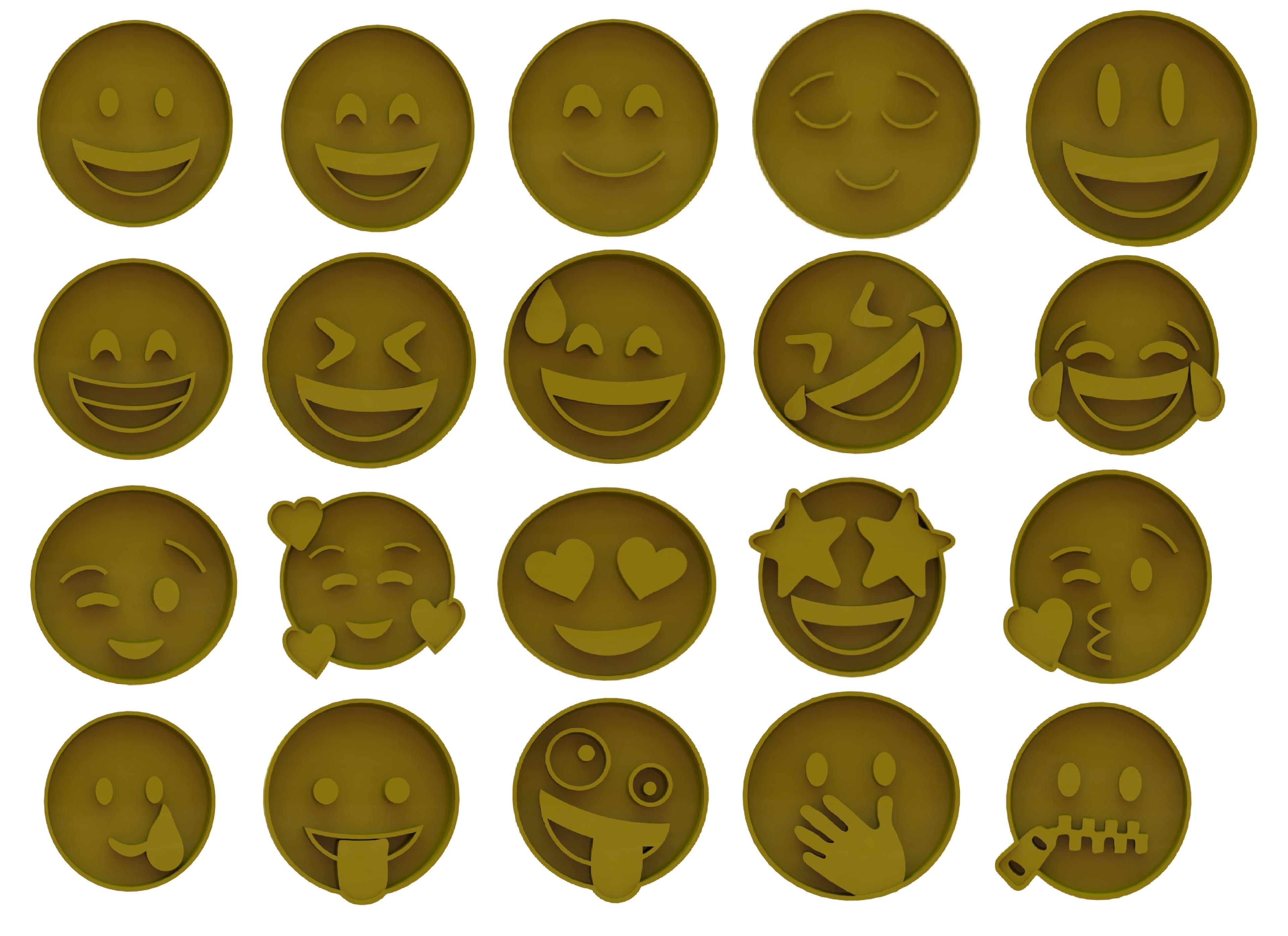 Emoji cookie cutters pack 3d model