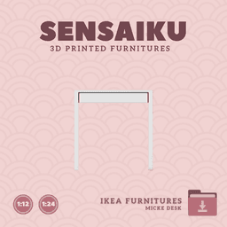 Miniature Replica 02. Micke Desk V2 for Miniature Dollhouse IKEA 3D - IKEA 3D Print (1:12,24,48) 3d model