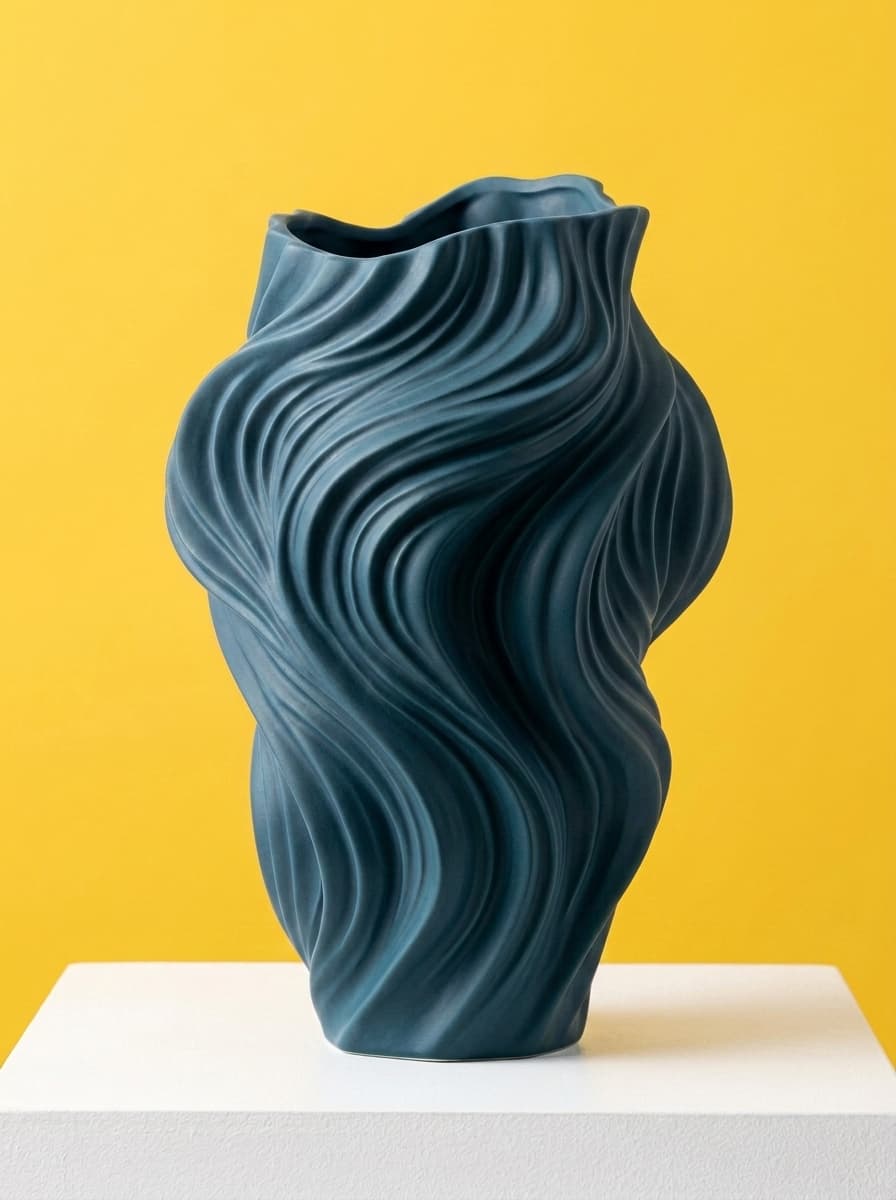 Oceanic Wave Sculptural Vase - Modern Fluid Art Flower Pot STL 3d model