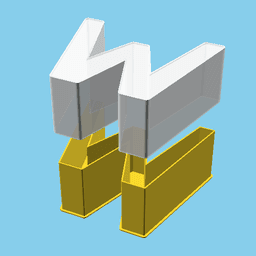 LATIN CAPITAL LETTER W, nestable box (v1) 3d model