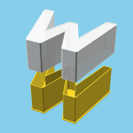 LATIN CAPITAL LETTER W, nestable box (v1) 3d model