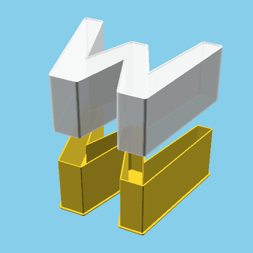 LATIN CAPITAL LETTER W, nestable box (v1) 3d model