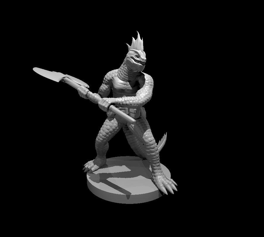Lizardfolk Barbarian - Lizardfolk Barbarian - 3d model render - D&D - 3d model