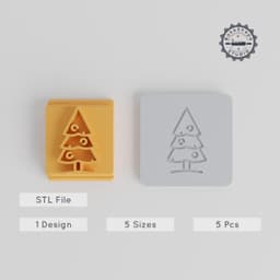 Christmas Tree Stamp Tile, 5 Sizes, Perfect for Clay, Cookies & Fondant PRODUCT_3825 3d model