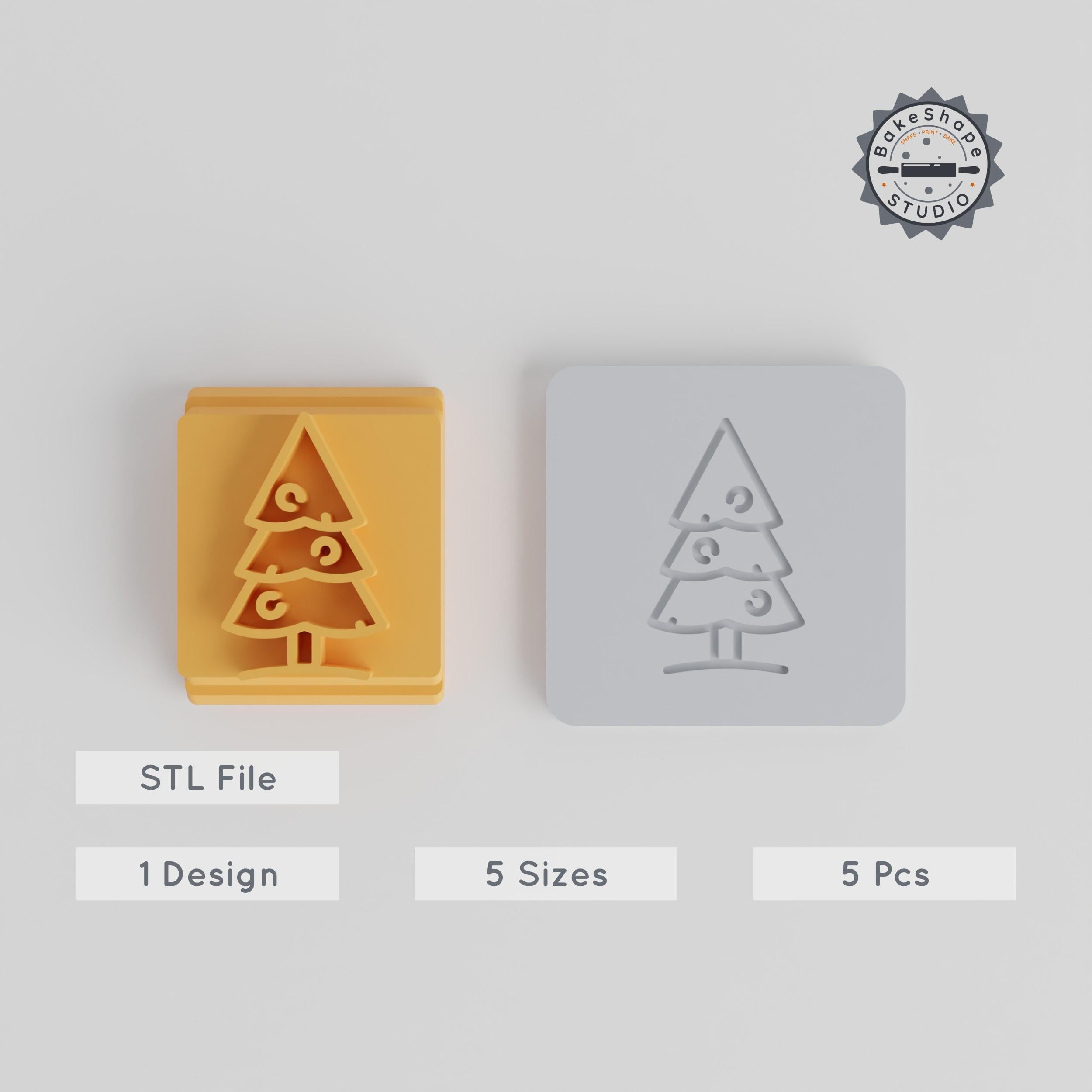 Christmas Tree Stamp Tile, 5 Sizes, Perfect for Clay, Cookies & Fondant PRODUCT_3825 3d model