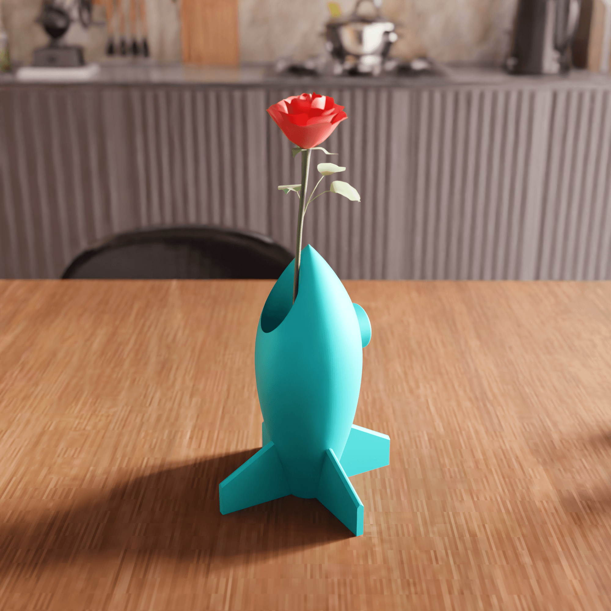 Retro Spaceship Rocket Vase 3d model