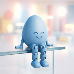 Happy Egg Flexi Figure | Articulated Easter Gift | Smiling Face Desk Decor | Basket Stuffer | 3d model