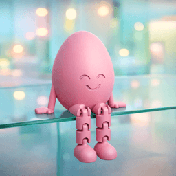 Happy Egg Flexi Figure | Articulated Easter Gift | Smiling Face Desk Decor | Basket Stuffer | 3d model