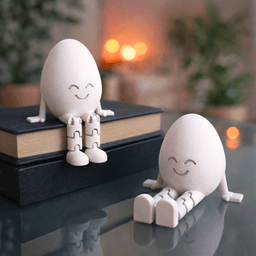 Happy Egg Flexi Figure | Articulated Easter Gift | Smiling Face Desk Decor | Basket Stuffer | 3d model