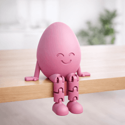 Happy Egg Flexi Figure | Articulated Easter Gift | Smiling Face Desk Decor | Basket Stuffer | 3d model